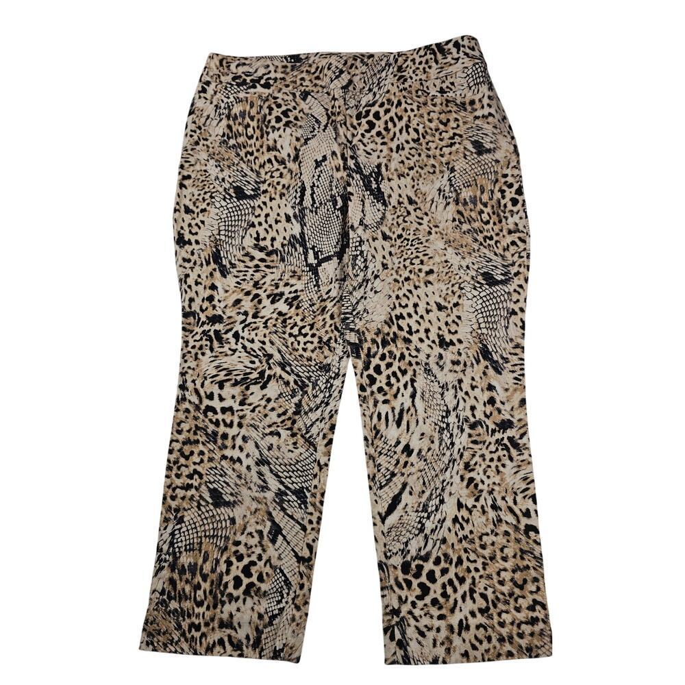 Chico's Stretch Brigitte So Slimming Leopard Animal Print Pants 1.5P 10 PETITE